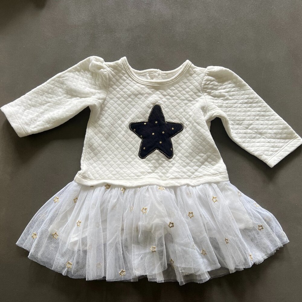 Little Me Star Tutu Dress Top White/Black 12M
